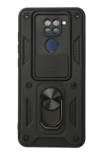 Newface Xiaomi Redmi Note 9 Kılıf Pars Lens Yüzüklü Silikon - Siyah