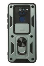 Newface Xiaomi Redmi Note 9 Kılıf Pars Lens Yüzüklü Silikon - Yeşil