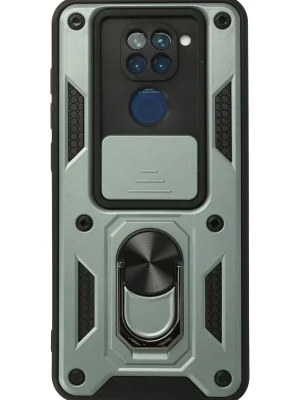 Newface Xiaomi Redmi Note 9 Kılıf Pars Lens Yüzüklü Silikon - Yeşil