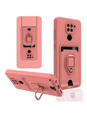 Newface Xiaomi Redmi Note 9 Kılıf Zuma Kartvizitli Yüzüklü Silikon - Pembe