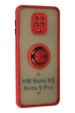 Newface Xiaomi Redmi Note 9 Pro Kılıf Montreal Yüzüklü Silikon Kapak - Kırmızı - Görsel 2