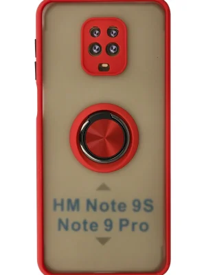 Newface Xiaomi Redmi Note 9 Pro Kılıf Montreal Yüzüklü Silikon Kapak - Kırmızı