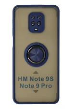 Newface Xiaomi Redmi Note 9 Pro Kılıf Montreal Yüzüklü Silikon Kapak - Lacivert