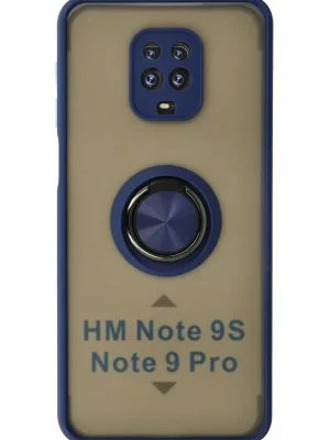 Newface Xiaomi Redmi Note 9 Pro Kılıf Montreal Yüzüklü Silikon Kapak - Lacivert