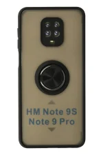 Newface Xiaomi Redmi Note 9 Pro Kılıf Montreal Yüzüklü Silikon Kapak - Siyah