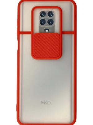 Newface Xiaomi Redmi Note 9 Pro Kılıf Palm Buzlu Kamera Sürgülü Silikon - Kırmızı