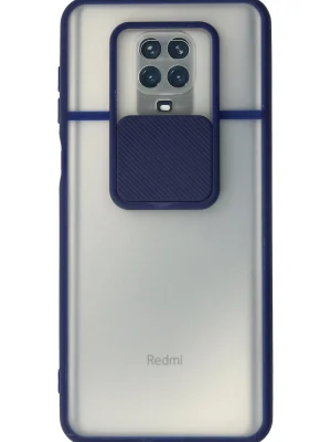 Newface Xiaomi Redmi Note 9 Pro Kılıf Palm Buzlu Kamera Sürgülü Silikon - Lacivert