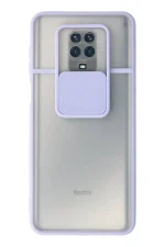 Newface Xiaomi Redmi Note 9 Pro Kılıf Palm Buzlu Kamera Sürgülü Silikon - Lila