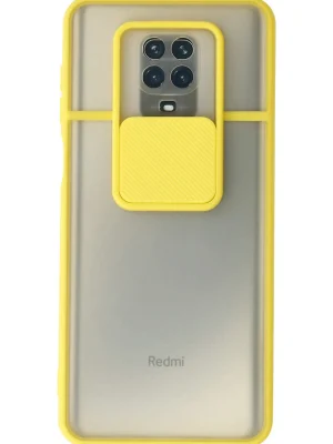 Newface Xiaomi Redmi Note 9 Pro Kılıf Palm Buzlu Kamera Sürgülü Silikon - Sarı