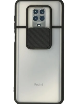 Newface Xiaomi Redmi Note 9 Pro Kılıf Palm Buzlu Kamera Sürgülü Silikon - Siyah