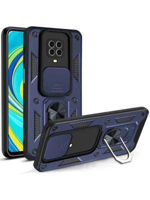 Newface Xiaomi Redmi Note 9 Pro Kılıf Pars Lens Yüzüklü Silikon - Lacivert