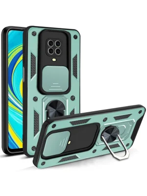 Newface Xiaomi Redmi Note 9 Pro Kılıf Pars Lens Yüzüklü Silikon - Yeşil