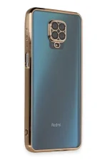 Newface Xiaomi Redmi Note 9 Pro Kılıf Razer Lensli Silikon - Gold