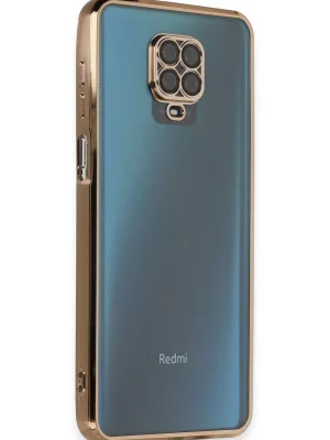 Newface Xiaomi Redmi Note 9 Pro Kılıf Razer Lensli Silikon - Gold