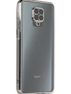 Newface Xiaomi Redmi Note 9 Pro Kılıf Razer Lensli Silikon - Gümüş