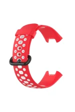 Newface Xiaomi Redmi Watch 2 Spor Delikli Kordon - Kırmızı-Beyaz - Görsel 3