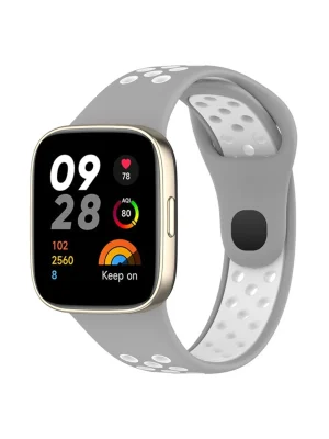 Newface Xiaomi Redmi Watch 3 Spor Delikli Kordon - Gri-Beyaz