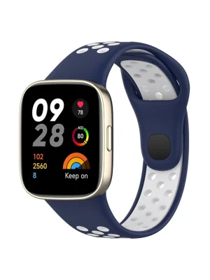 Newface Xiaomi Redmi Watch 3 Spor Delikli Kordon - Lacivert-Beyaz