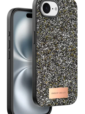 Onegif Apple iPhone 16E Bright Simli Kapak - Gümüş