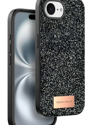 Onegif Apple iPhone 16E Bright Simli Kapak - Siyah