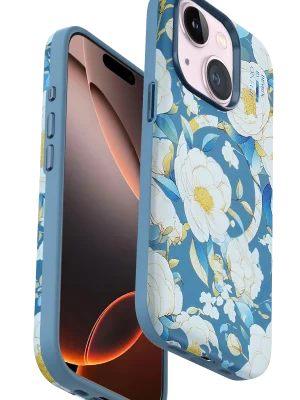Onegif iPhone 14 Flower Series Magsafe Kapak - Mavi