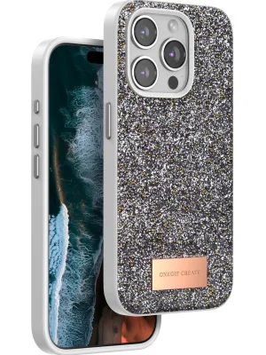 Onegif iPhone 14 Pro Bright Simli Kapak - Gümüş