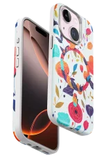 Onegif iPhone 15 Flower Series Magsafe Kapak - Beyaz