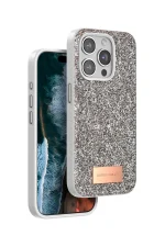 Onegif iPhone 15 Pro Bright Simli Kapak - Gold