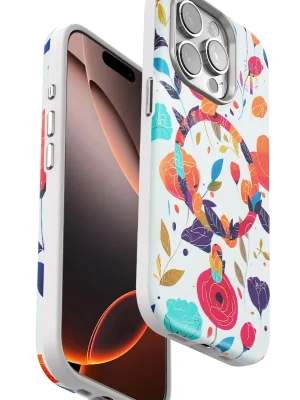 Onegif iPhone 15 Pro Max Flower Series Magsafe Kapak - Beyaz