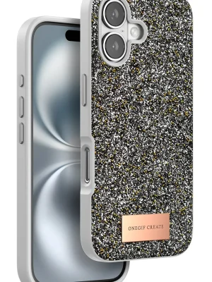 Onegif iPhone 16 Bright Simli Kapak - Gümüş