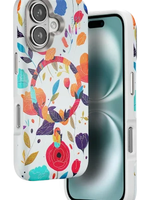 Onegif iPhone 16 Flower Series Magsafe Kapak - Beyaz