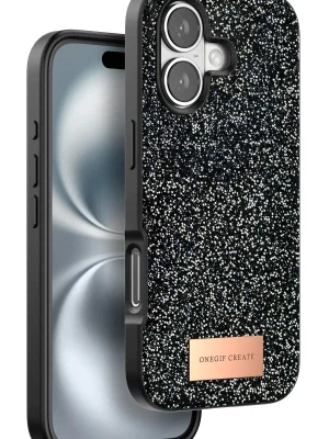 Onegif iPhone 16 Plus Bright Simli Kapak - Siyah