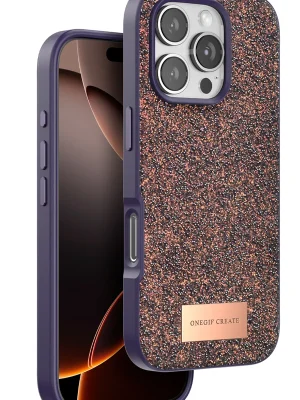 Onegif iPhone 16 Pro Bright Simli Kapak - Derin Mor