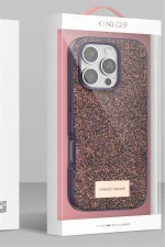 Onegif iPhone 16 Pro Bright Simli Kapak - Çöl Titanyum - Görsel 4