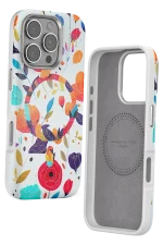 Onegif iPhone 16 Pro Flower Series Magsafe Kapak - Beyaz - Görsel 2