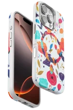 Onegif iPhone 16 Pro Flower Series Magsafe Kapak - Beyaz