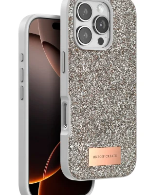 Onegif iPhone 16 Pro Max Bright Simli Kapak - Gold