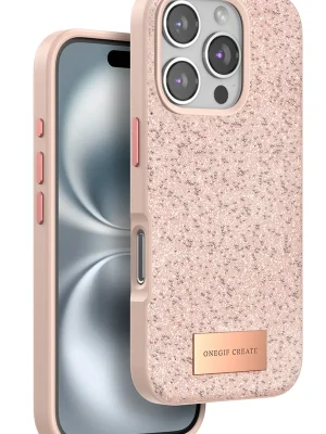 Onegif iPhone 16 Pro Max Bright Simli Kapak - Pembe