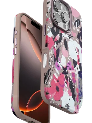 Onegif iPhone 16 Pro Max Flower Series Magsafe Kapak - Pembe