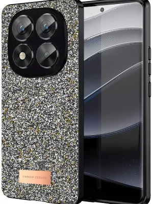 Onegif Xiaomi Redmi Note 14 Pro 5G Bright Simli Kapak - Gümüş