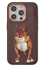 Venco iPhone 15 Pro Perma Desenli Kapak - Kahverengi