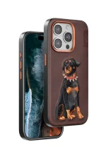 Venco iPhone 15 Pro Perma Desenli Kapak - Koyu Kahve - Görsel 2