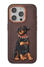 Venco iPhone 15 Pro Perma Desenli Kapak - Koyu Kahve