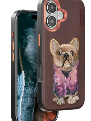 Venco iPhone 16 Cute Desenli Kapak - Koyu Kahve
