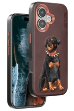 Venco iPhone 16 Perma Desenli Kapak - Koyu Kahve