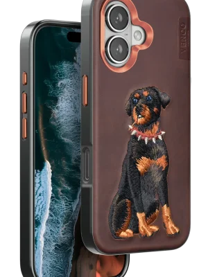 Venco iPhone 16 Perma Desenli Kapak - Koyu Kahve