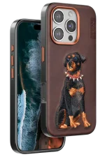 Venco iPhone 16 Pro Perma Desenli Kapak - Koyu Kahve