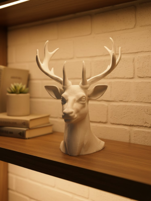 Beyaz Geyik Biblo 23 cm Dekoratif Modern Tasarım