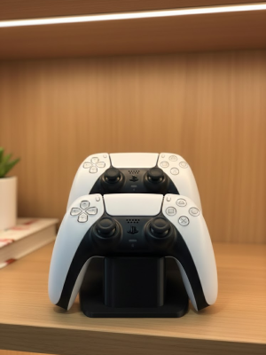 Dekoratif Siyah İkili Gamepad Standı 7x18 cm