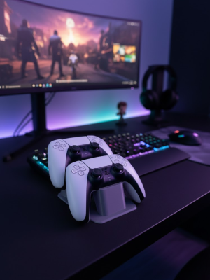 Antrasit İkili Gamepad Tutucu 7x18 cm Masa ve Raf Düzeni